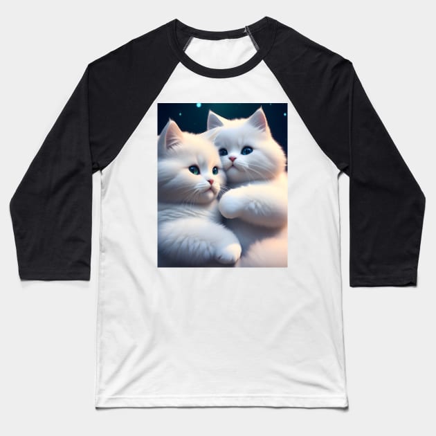 Adorable Kittens - Modern Digital Art Baseball T-Shirt by Ai-michiart